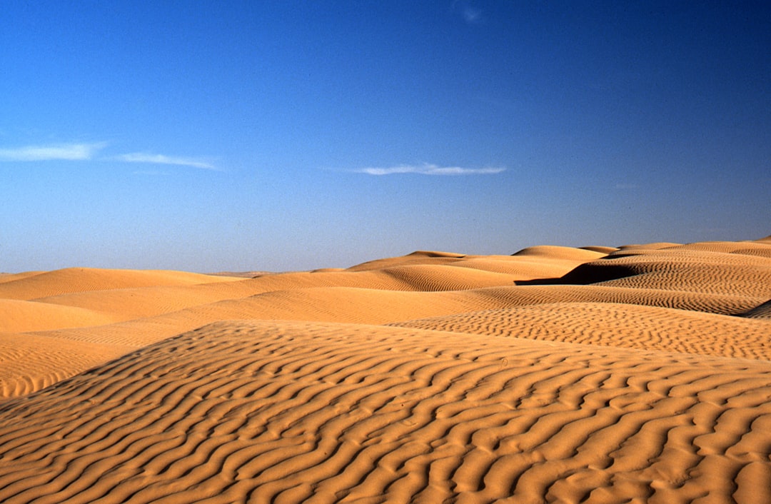 dessert under blue sky, Desert of Tunisia.