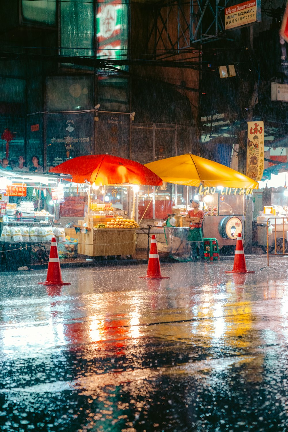 traffic cones on road