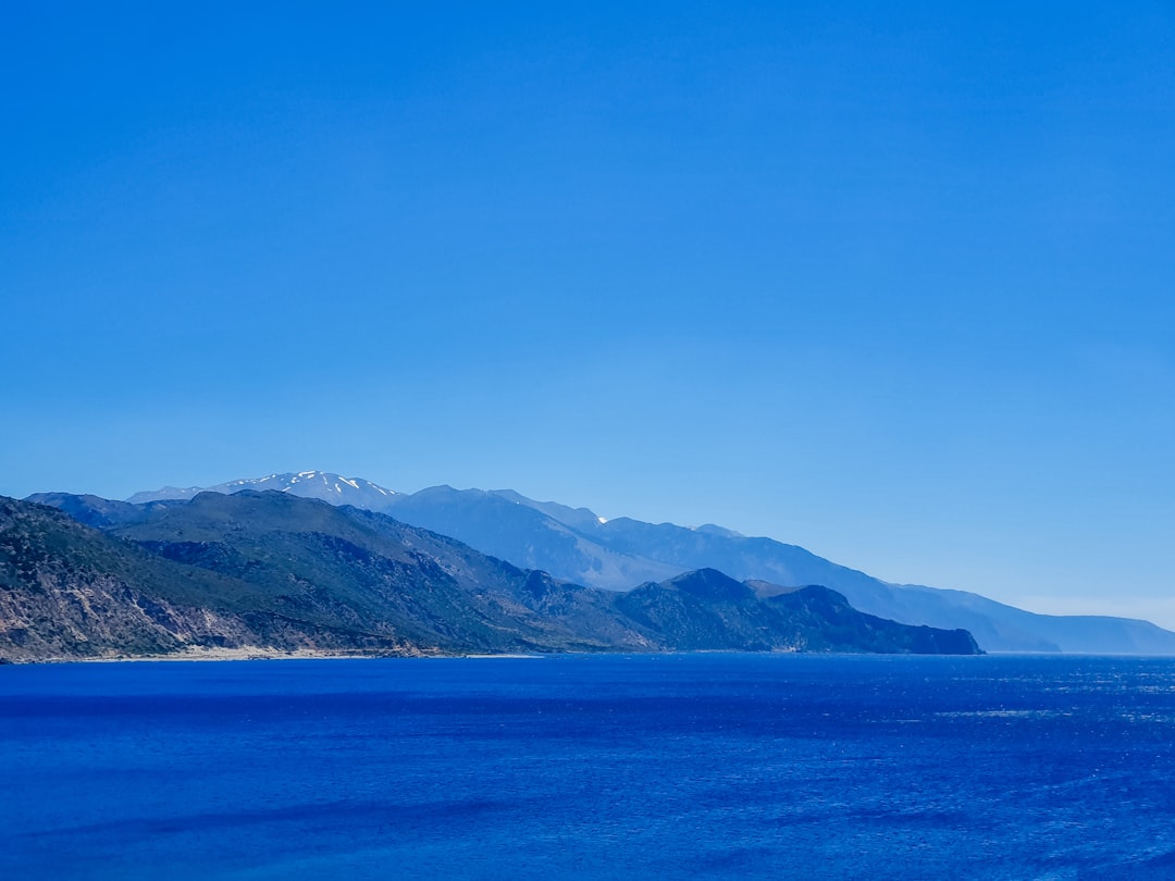 mountain and blue ocean scenery