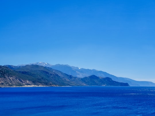 mountain and blue ocean scenery in Crete Greece