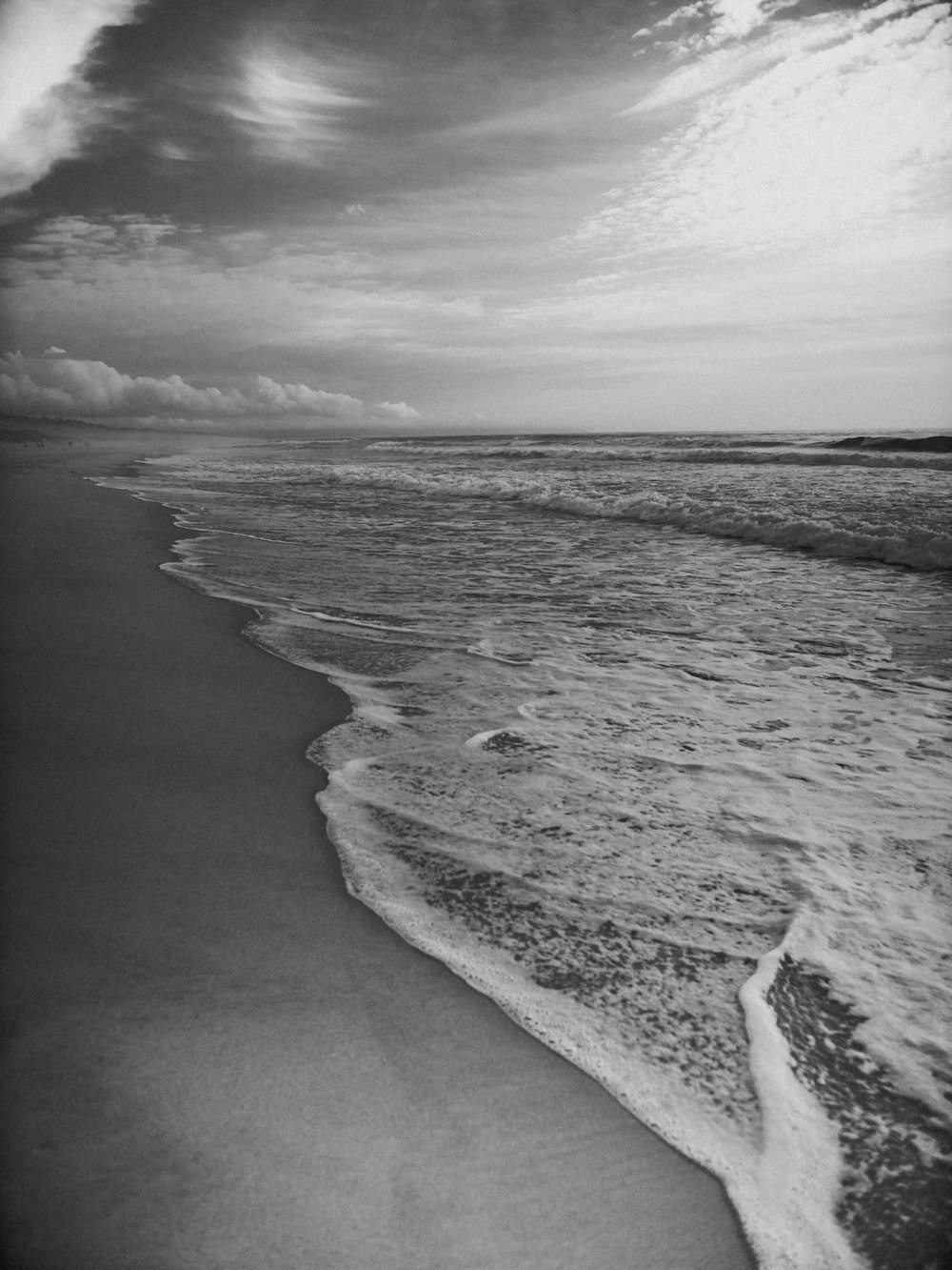 calm ocean grayscale photo