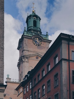 brown tower with clock