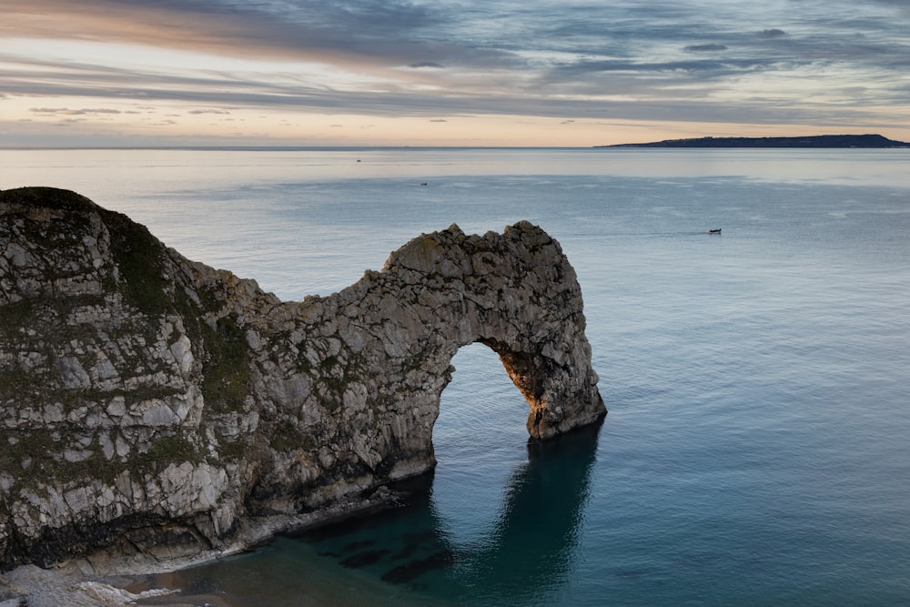 white natural stone arch