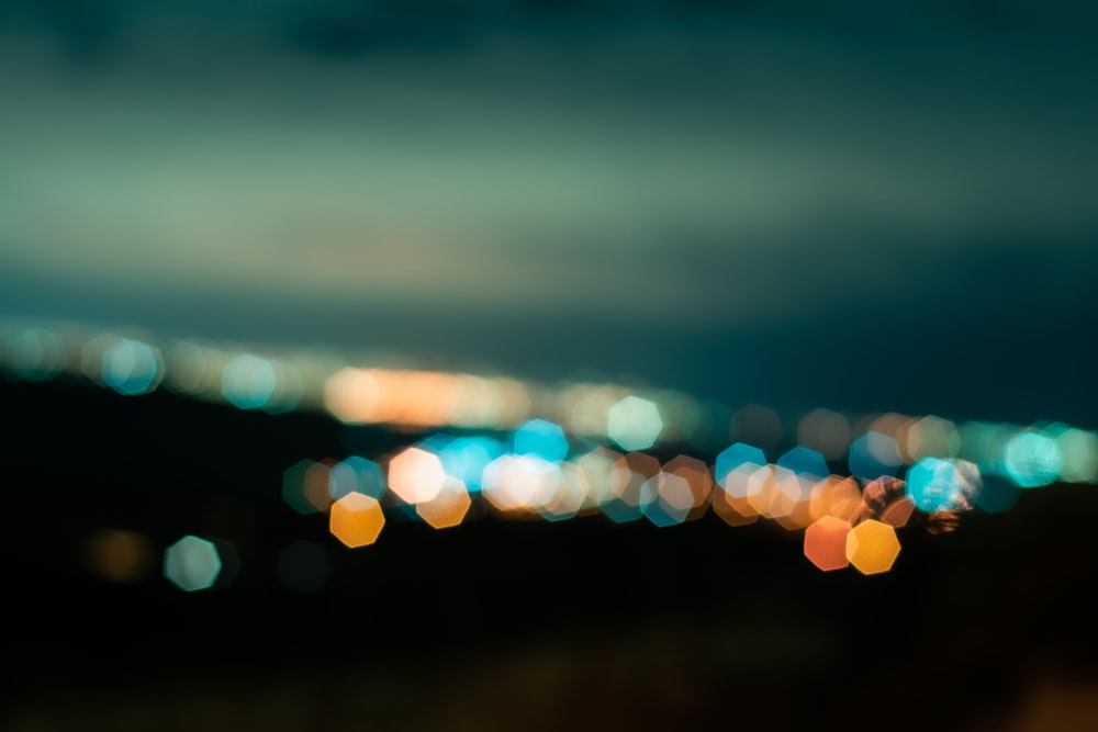 a blurry photo of a city at night