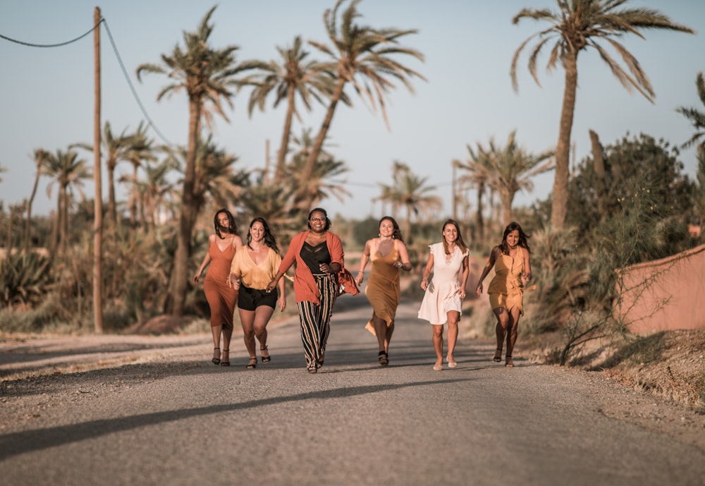 women running on road