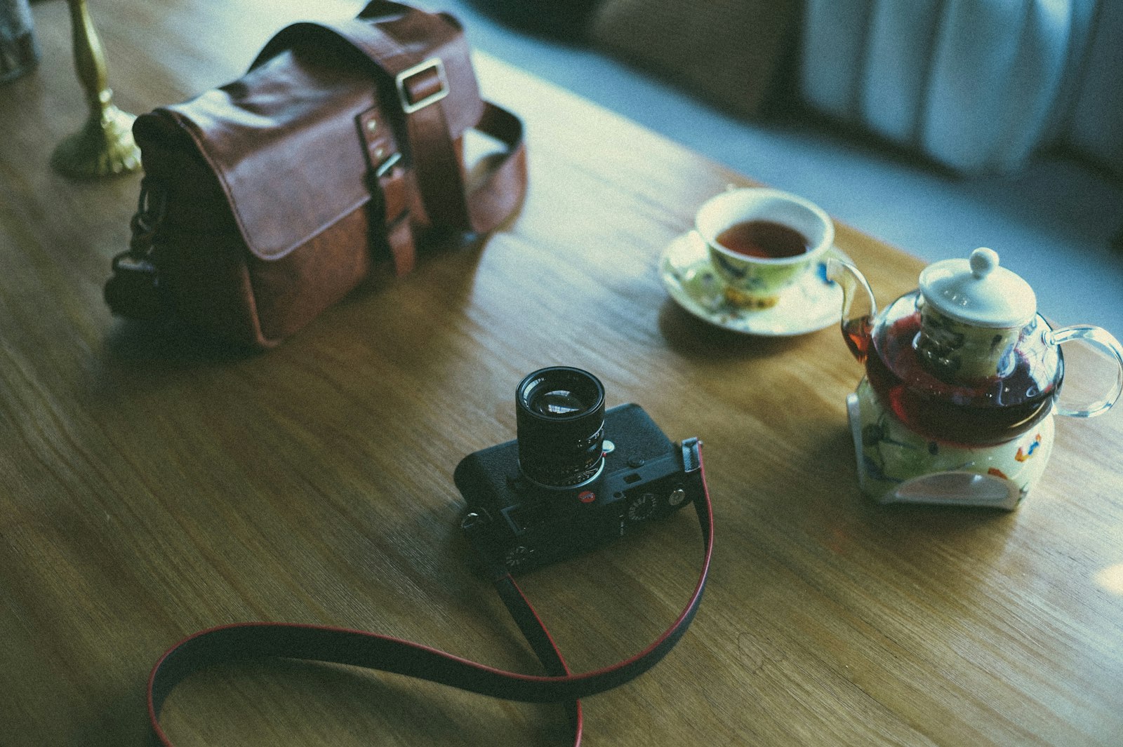Leica M9 sample photo. Maroon leather shoulder bag photography