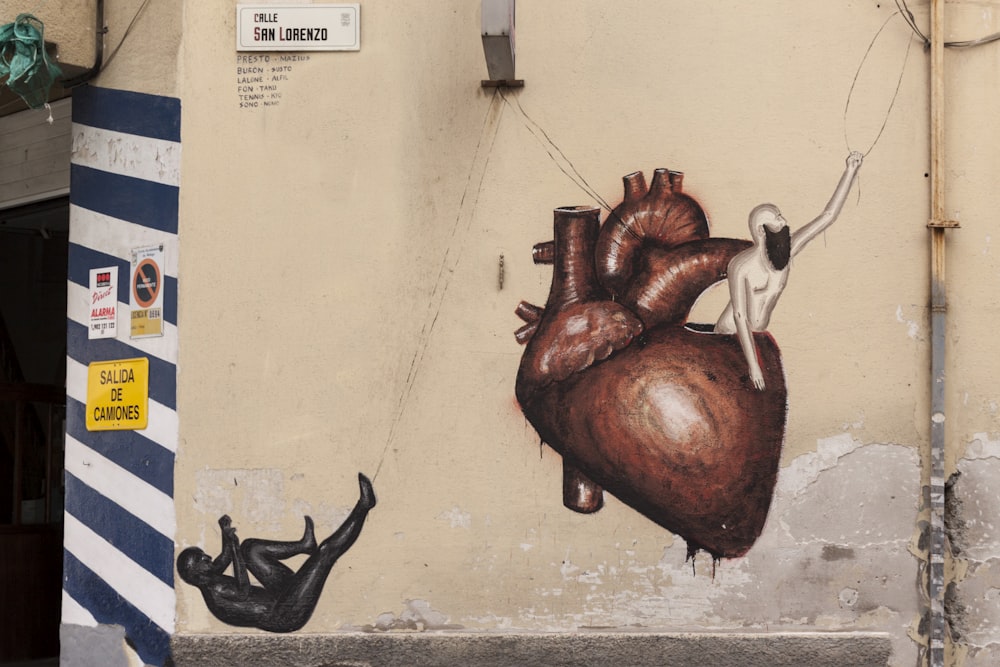 brown human heart illustration