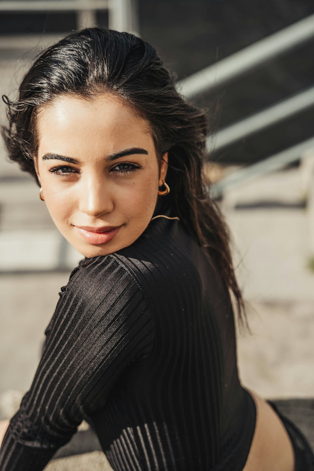 woman in black sweater