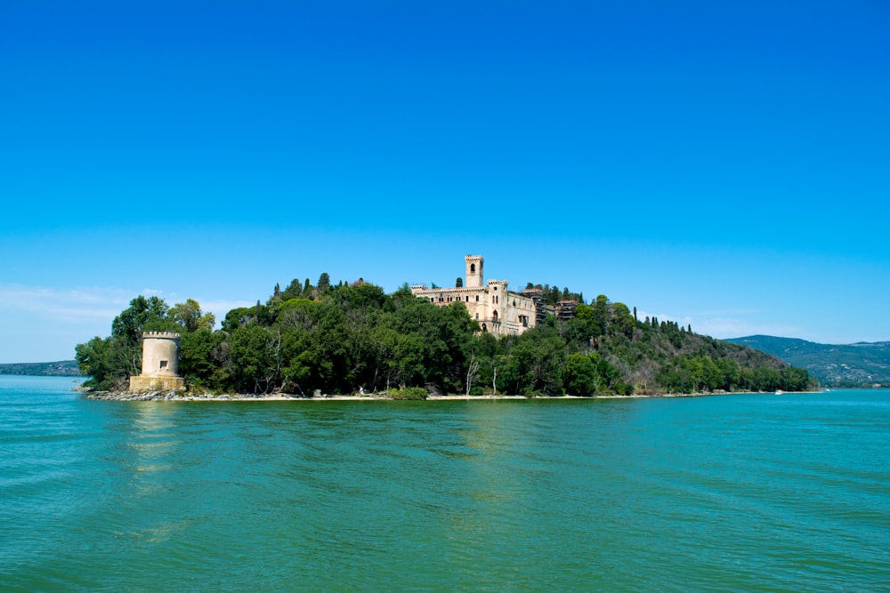 island under blue sky