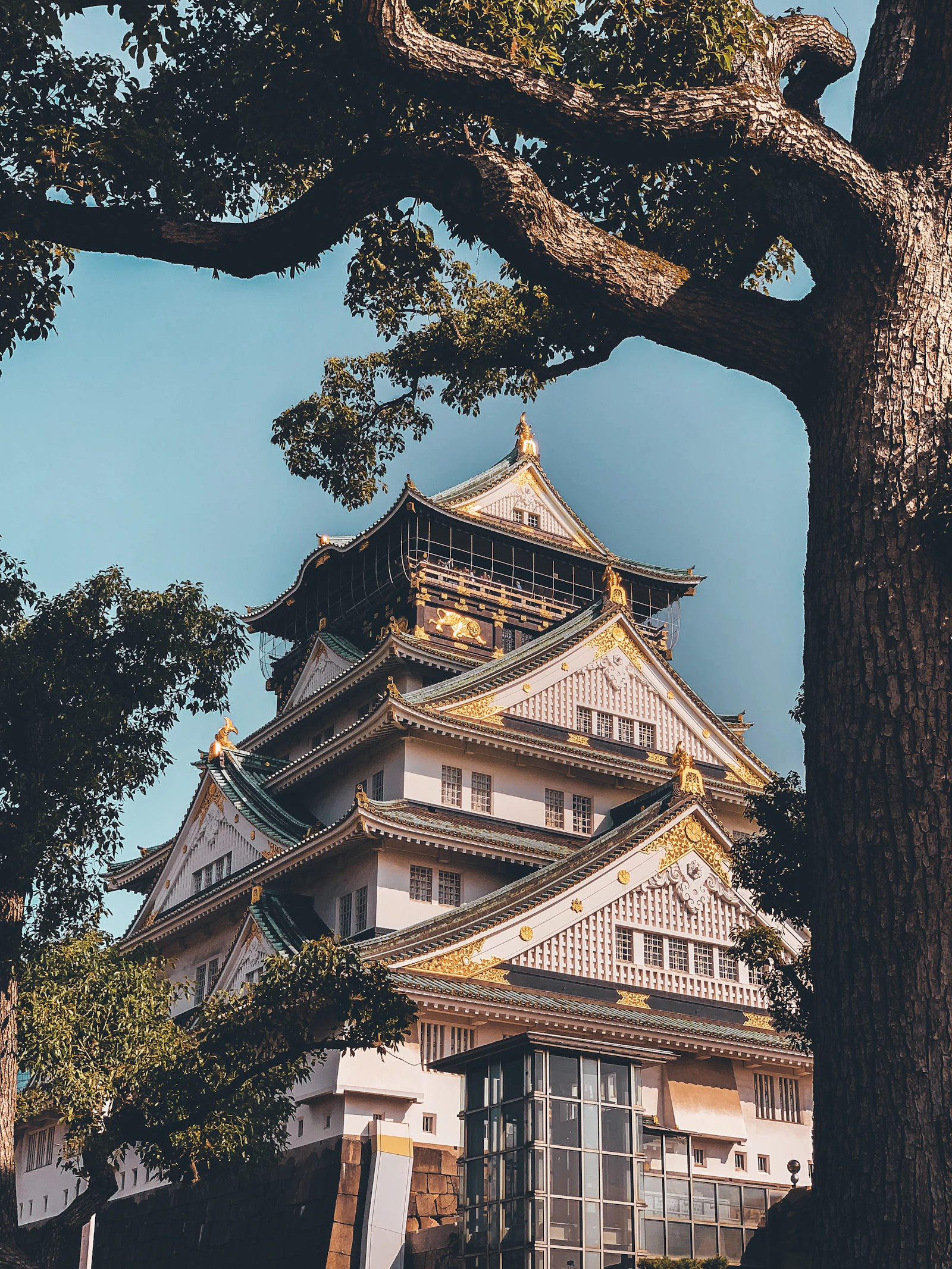 Osaka Castle set against a clear sky