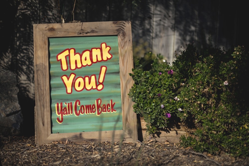 Thank You! decorative slab beside plant