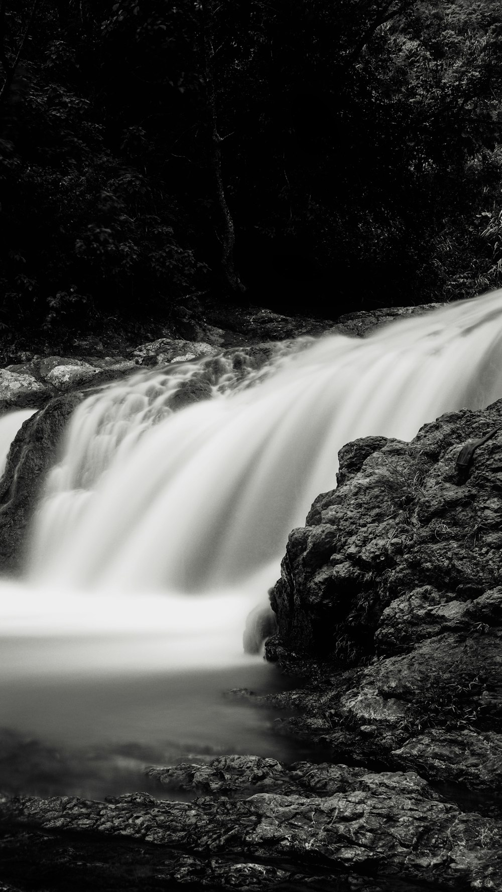 time-lapse photograph of waterfalls