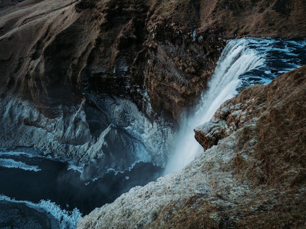 waterfall on rocks