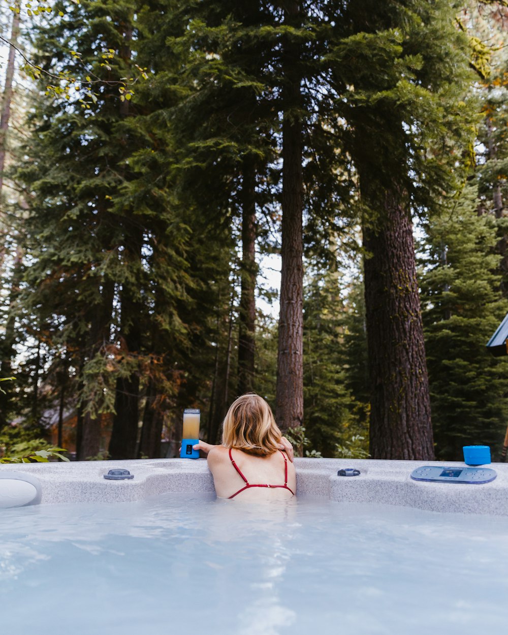 woman soaking in bathtub