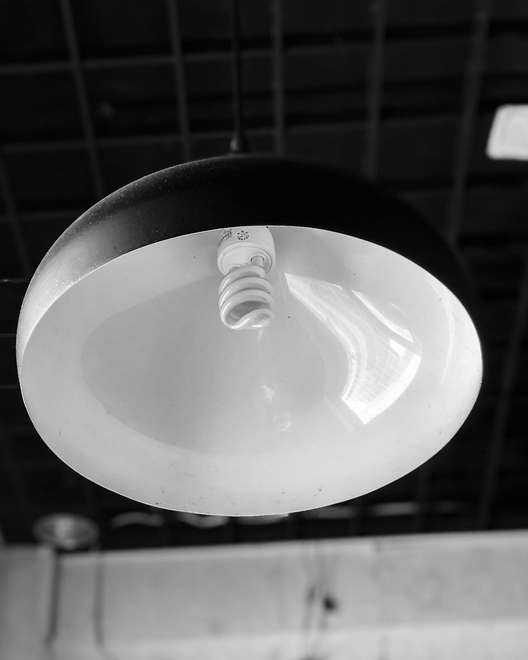 round white and black pendant lamp