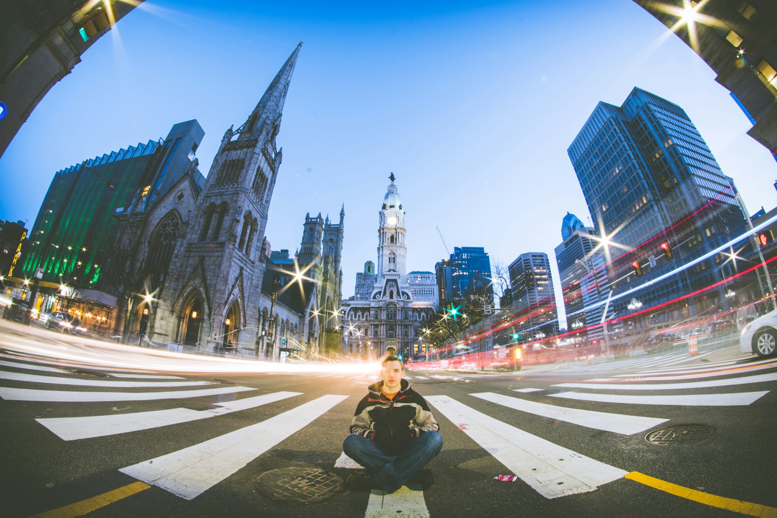 Nikon D500 + Samyang 8mm F3.5 Aspherical IF MC Fisheye sample photo. Man sitting on road photography