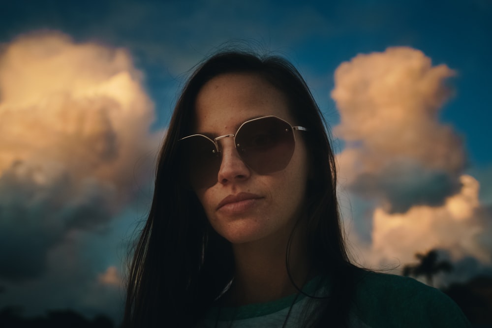 woman wearing black sunglasses and shirt