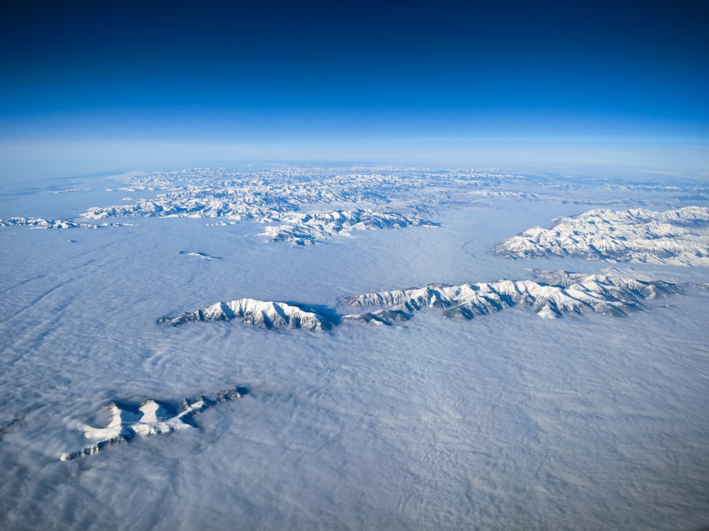 top view of snow mountains