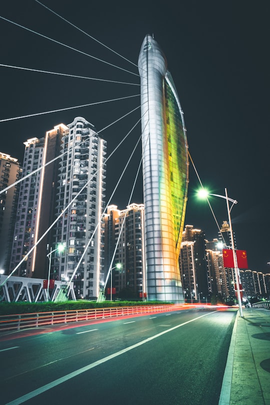 high-rise buildings at night in Wuhu China