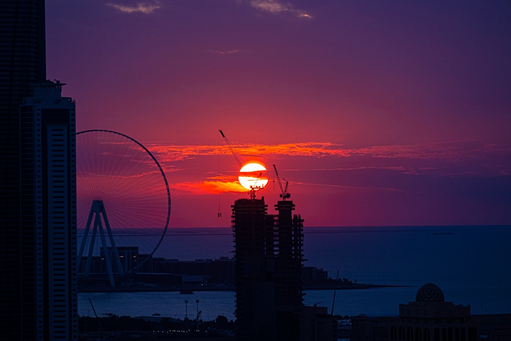 building under sunset