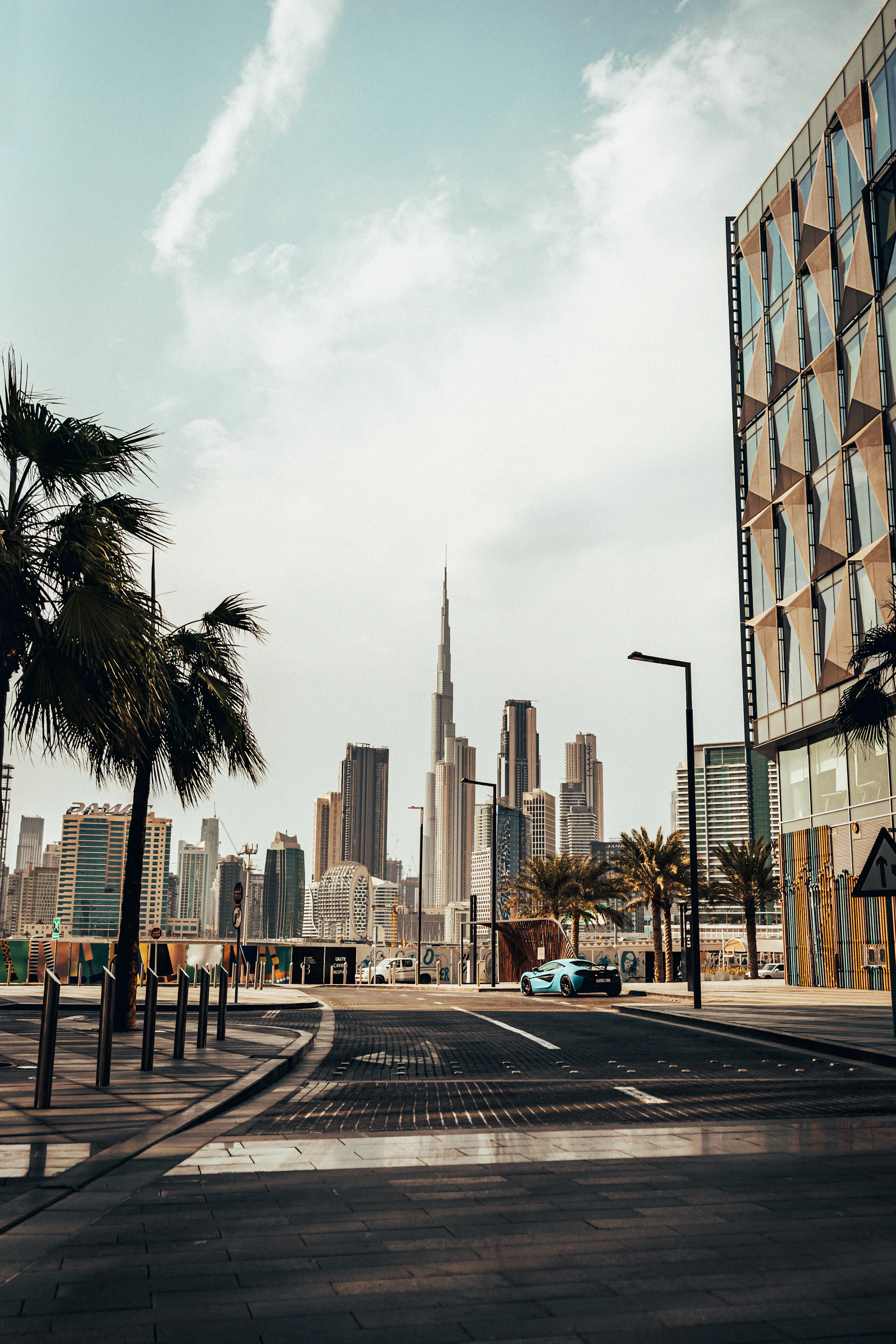 Dubai Frame landmark with city skyline