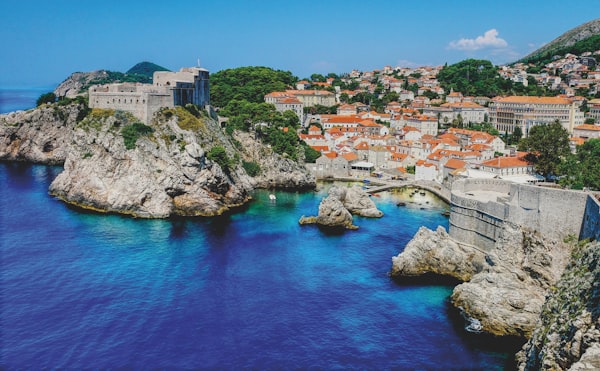 Aerial view of Split's old town along the Adriatic coast