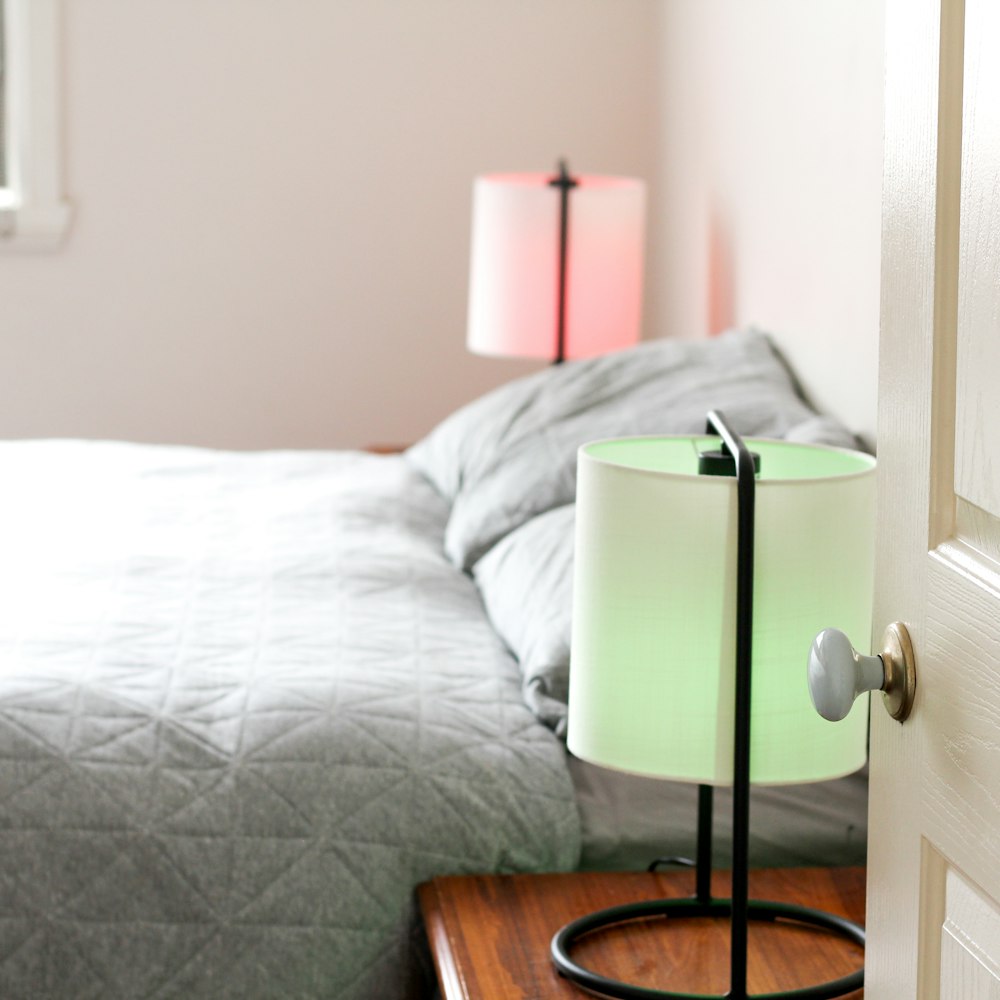 table lamps beside bed
