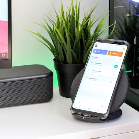 Technicians installing smart home devices in a modern living space.