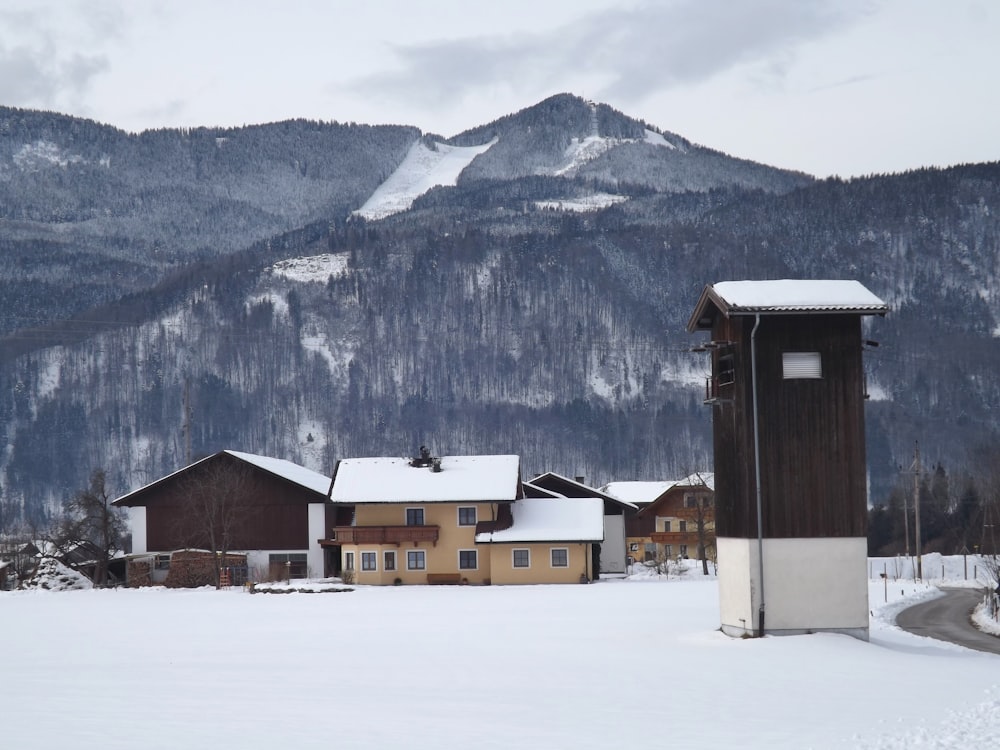 snow covered houses