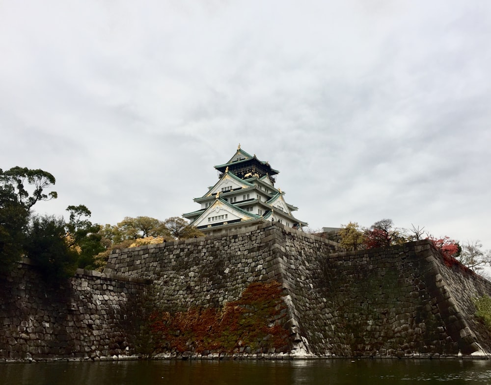 temple in front of calm body of water