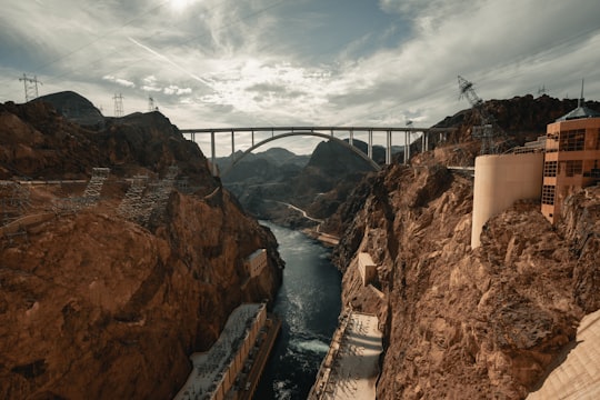 bridge under grey sky in Hoover Dam United States