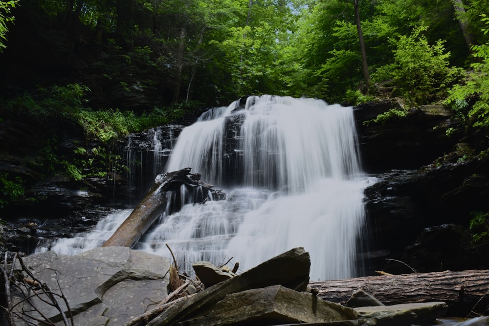 long-exposure photography of waterfalls