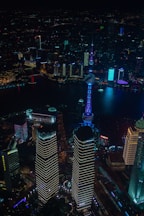 aerial photo of cityscape at night