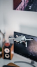 black and gray drone midair