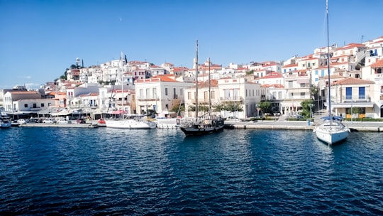 white sail boat in Poros Greece