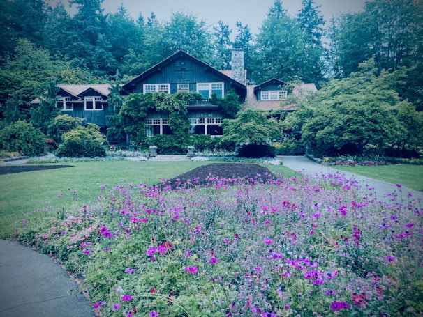 A warm, inviting family home with a welcoming front porch surrounded by lush greenery.