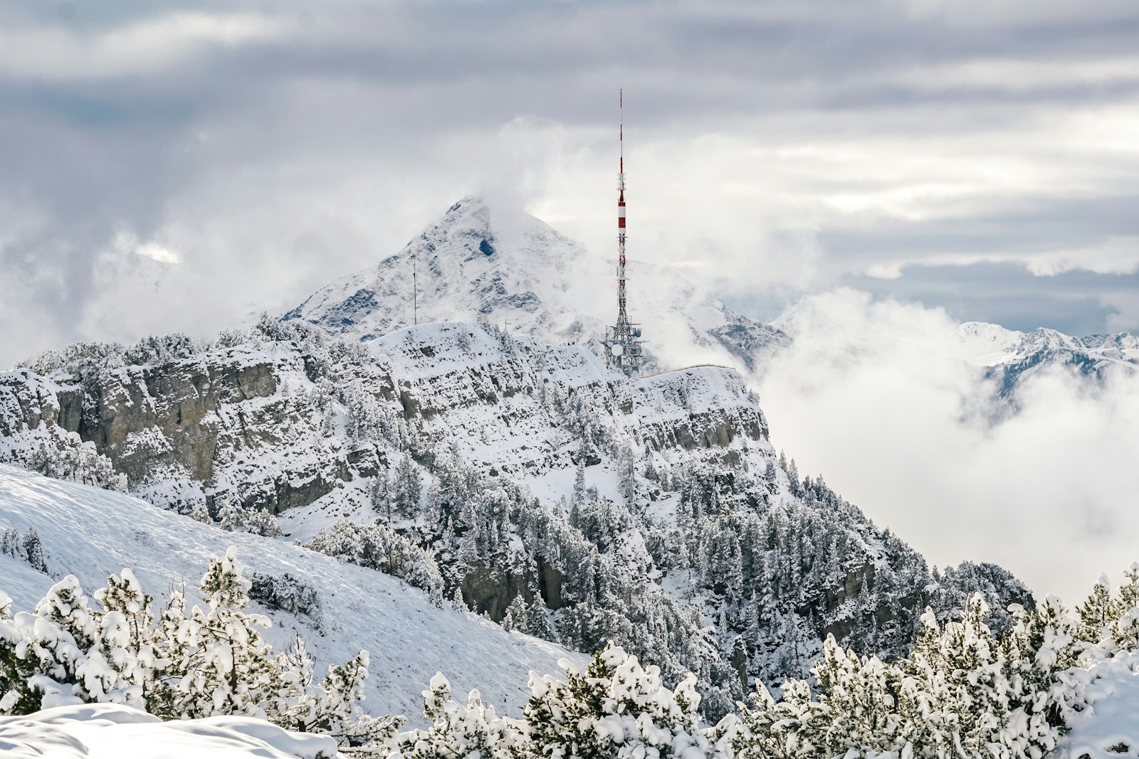 Sony a6300 + Sony FE 100-400mm F4.5-5.6 GM OSS sample photo. Snow covered mountain photography