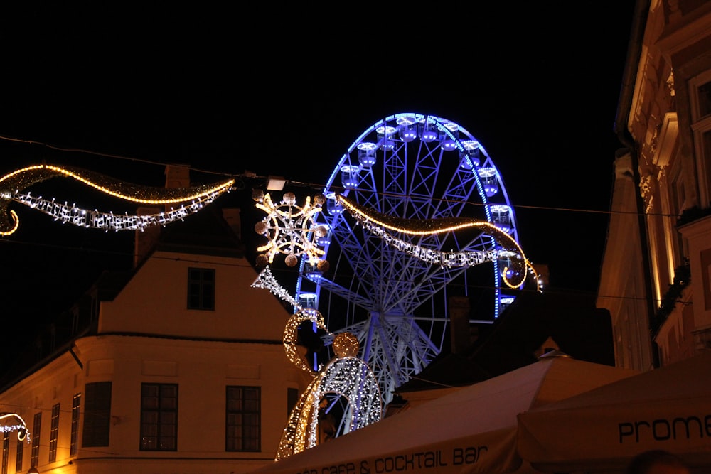 blue and white Ferris Wheel scenery