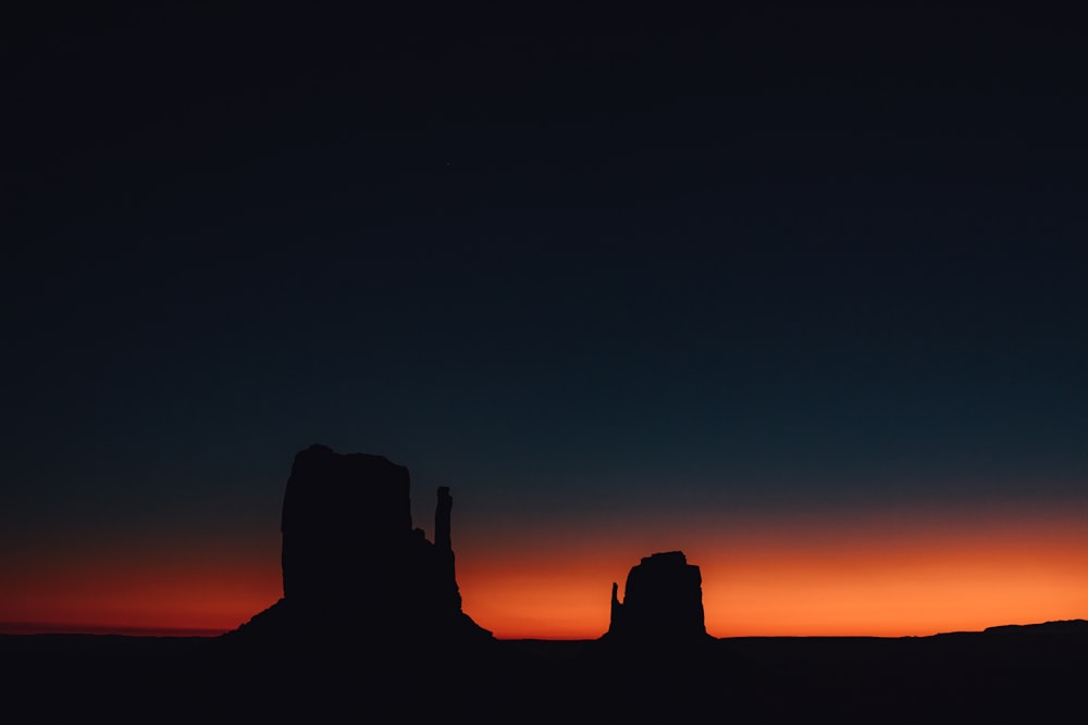 silhouette of mountain sunset