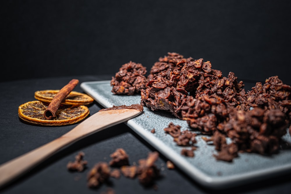 chocolate bits on plate