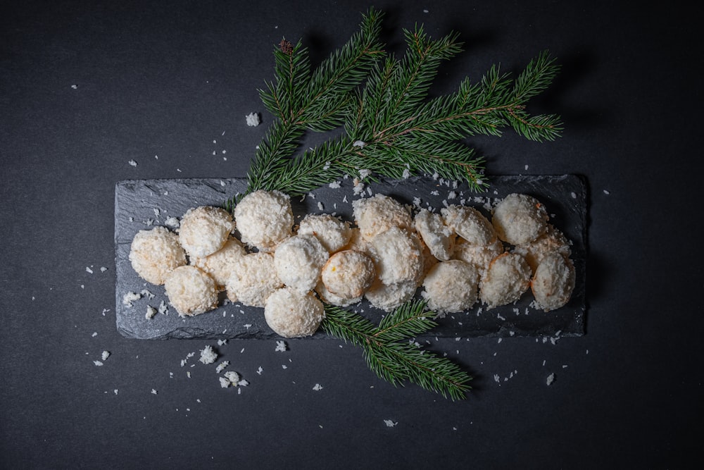 pastries on grey tray