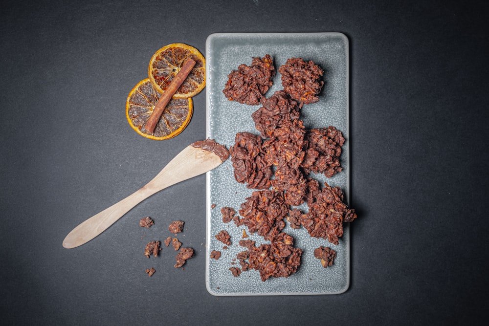 baked cookie on gray tray