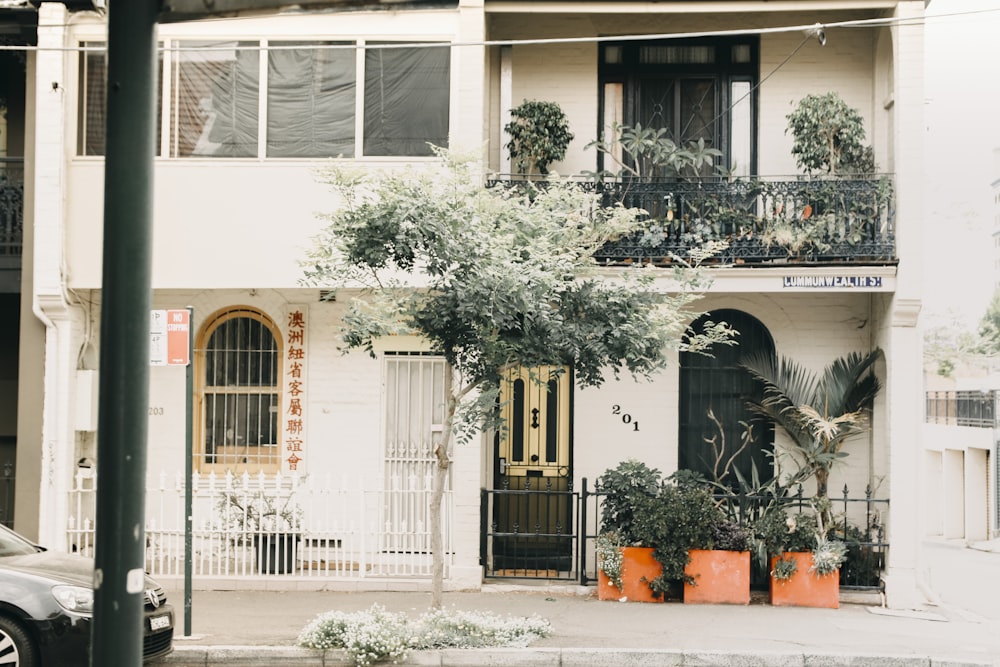 white and beige painted house