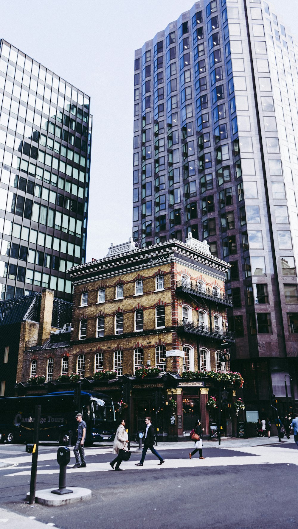 people near buildings