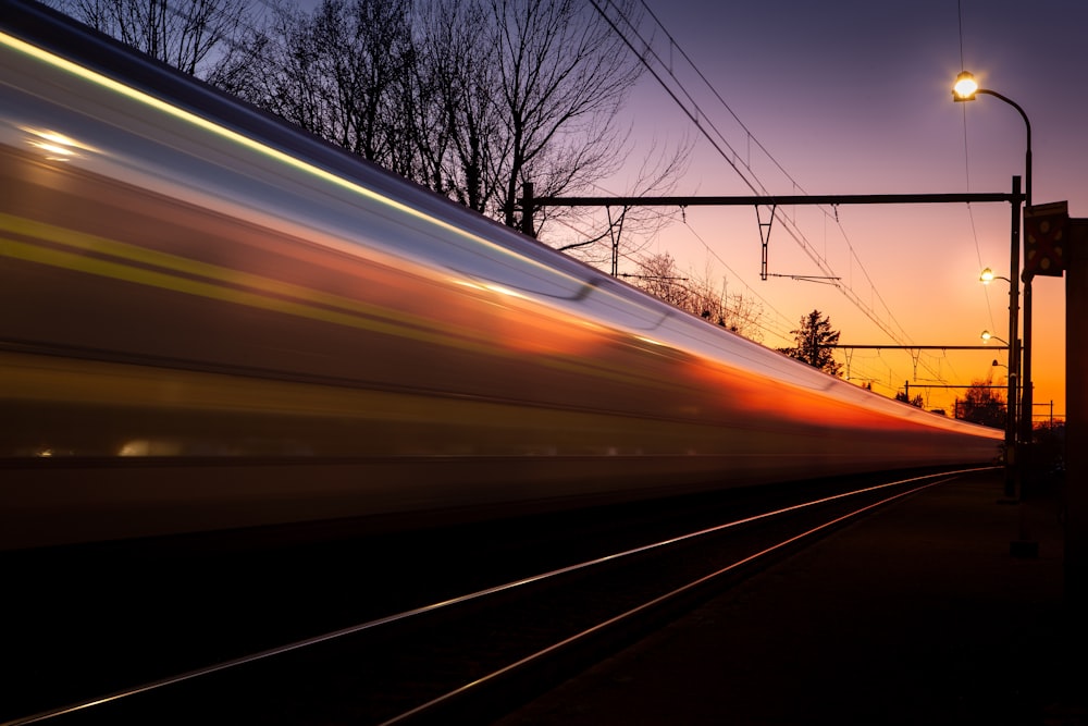 panning photography of train