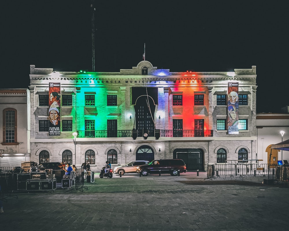 white concrete building with lights