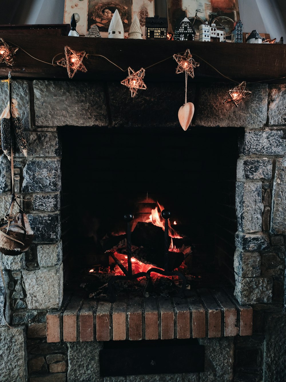 fireplace near wall