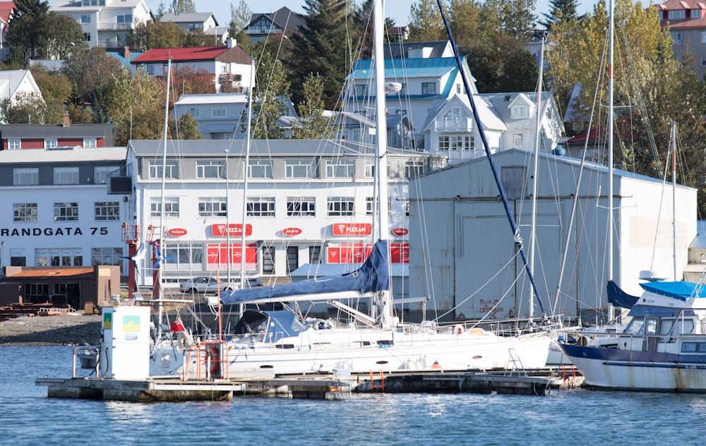 white boat near houses during daytime