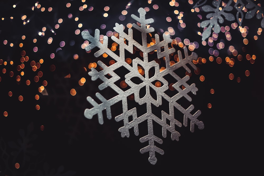 snowflake decor with bokeh light background