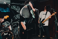 A snapshot of a lively music video performance.